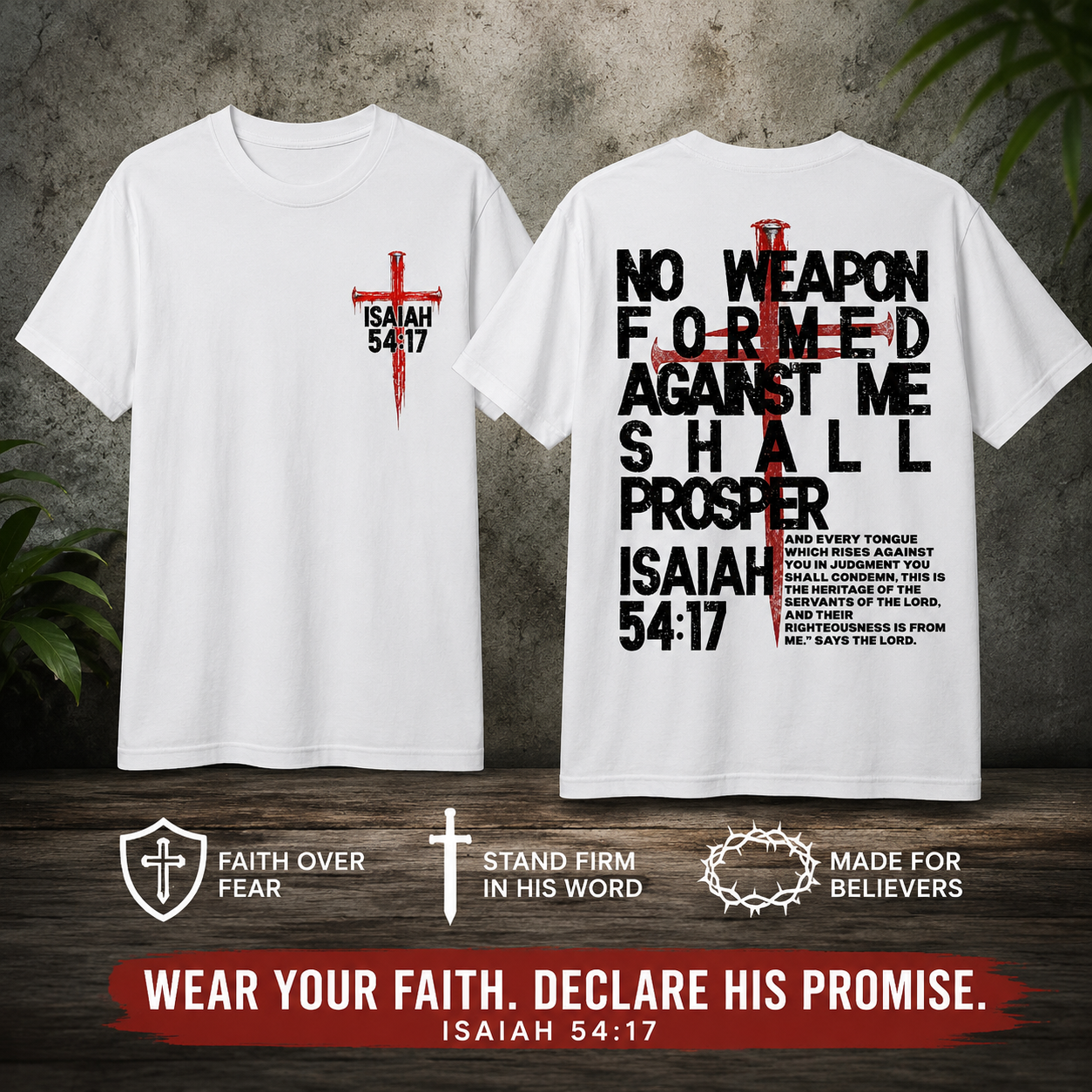 Protected by His Promise | Isaiah 54:17 Unisex Christian Tee